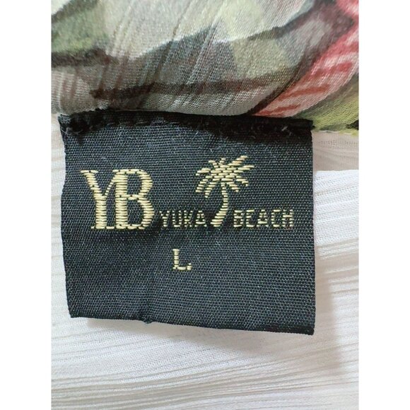 Yuka Beach Floral Embellished Chiffon Tunic Top L White Multicolor Lightweight - Picture 5 of 16